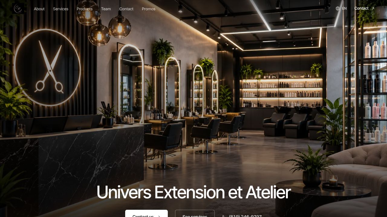 The top of Univers Extension et Atelier's website