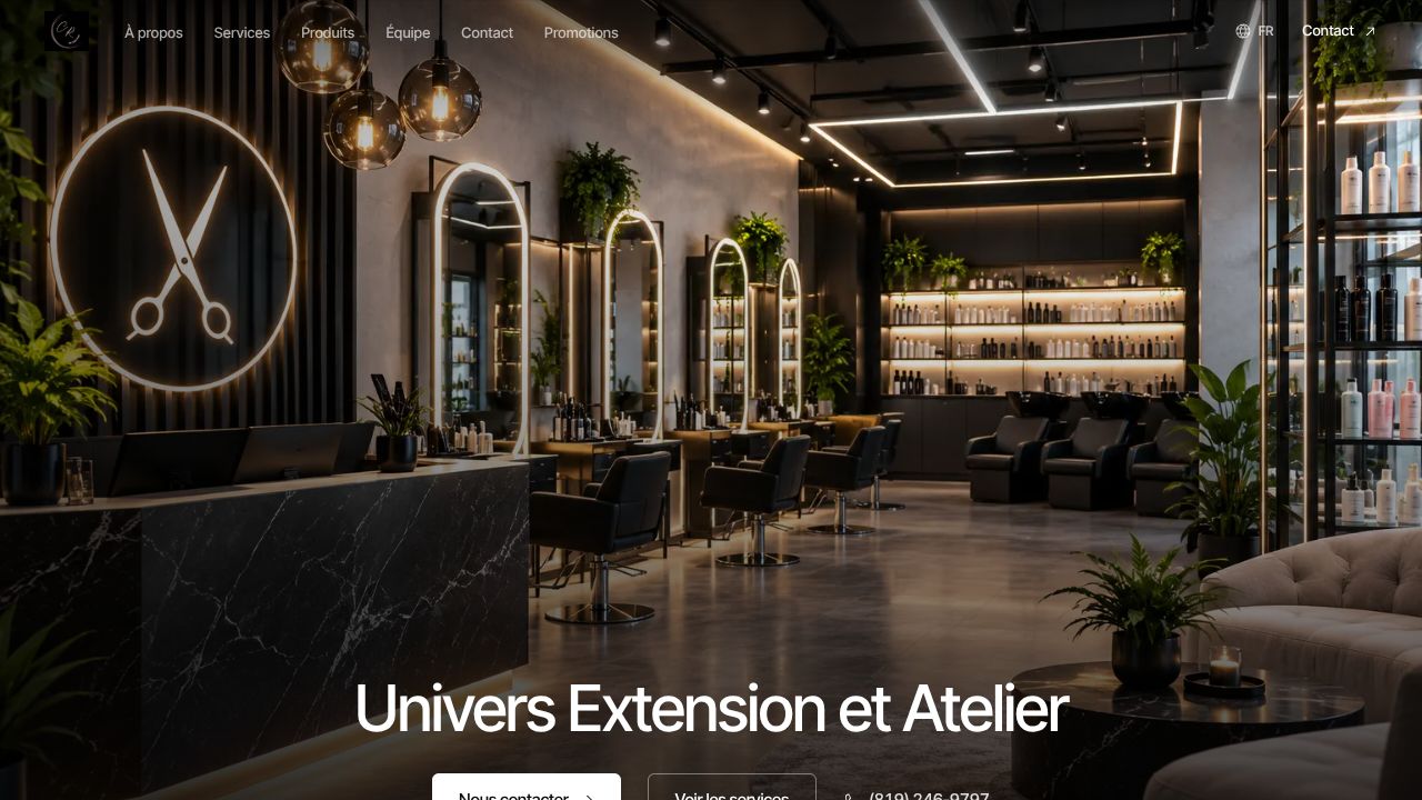 Le haut du site web de Univers Extension et Atelier