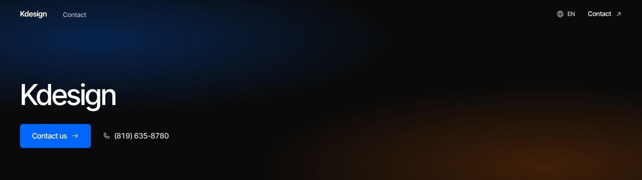 The top of Kdesign's website
