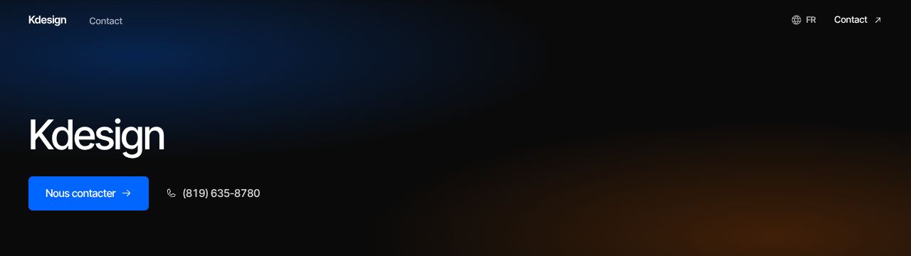 Le haut du site web de Kdesign